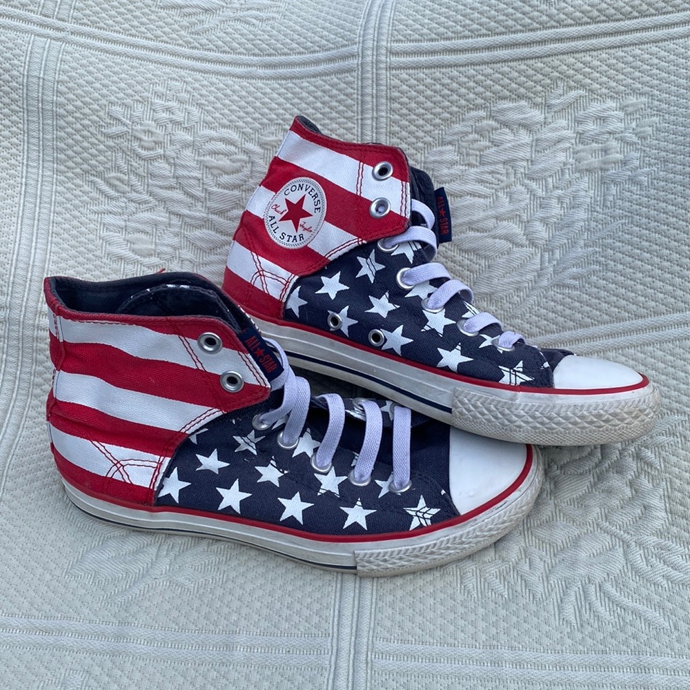 Converse Chuck Taylor All Star High Cut Sneakers American Flag design Junior sz3